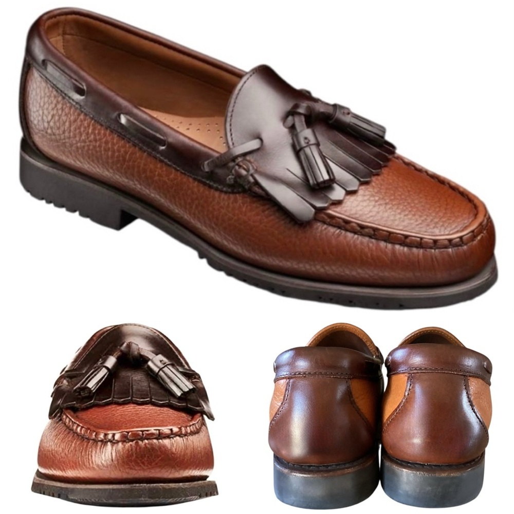Allen Edmonds Nassau Two-Tone Brown Tasseled Leather Loafers Men’s Size 11.5 - Picture 3 of 16